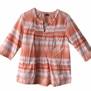 J. Jill Lightweight Peach/White Tie-Dye Boho Top L